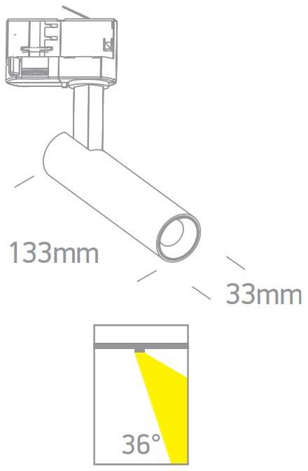 9W LED akcentinis bėgelio šviestuvas, juodas, 3000K, dimeriuojamas, 65108AT/B/W