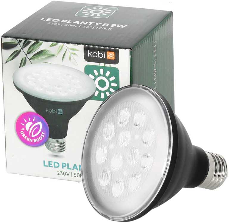 9W LED augalų auginimo lemputė PLANTY, E27, juoda, 1200K