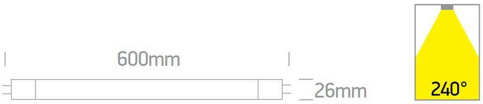9W LED lempa, T8, 60cm, 3000/4000/6500K, 9009L/V