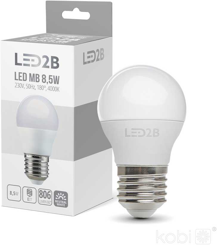 9W LED lemputė MB, E27, balta, 4000K, 180°