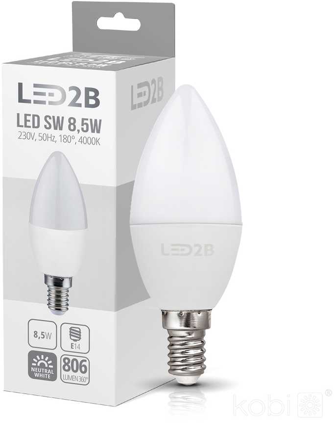 9W LED lemputė SW, E14, balta, 4000K, 180°