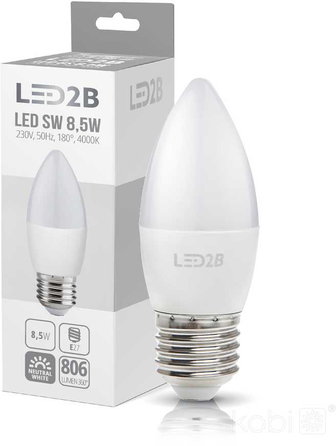 9W LED lemputė SW, E27, balta, 4000K, 180°