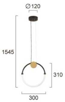 9W LED pakabinamas šviestuvas BRIANA, baltos/juodos/aukso sp., 3000K, 4314700