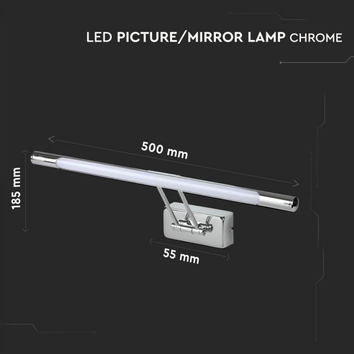 Sieninis šviestuvas 9W LED paveikslų/veidrodžio šviestuvas, chromo sp., 4000K