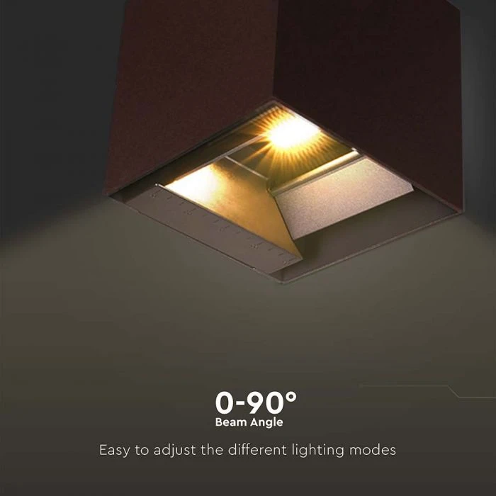 Sieninis šviestuvas V-tac 9W LED sieninis fasado šviestuvas su saulės baterija ir judesio davikliu, rūdžių sp., 3000/4000/5000K