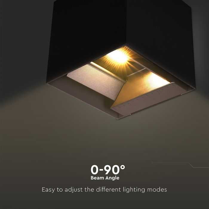 Sieninis šviestuvas V-tac 9W LED sieninis fasado šviestuvas su saulės baterija ir judesio davikliu, juodas, 3000/4000/5000K