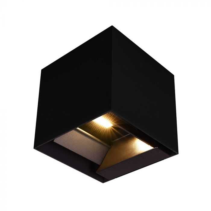 Sieninis šviestuvas V-tac 9W LED sieninis fasado šviestuvas su saulės baterija ir judesio davikliu, juodas, 3000/4000/5000K