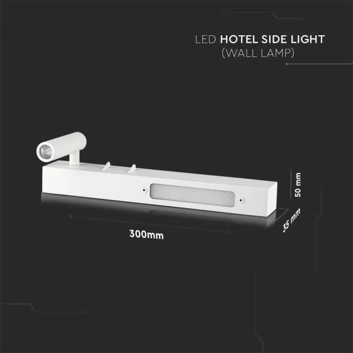 V-tac 9W LED sieninis šviestuvas, baltas, 3000K