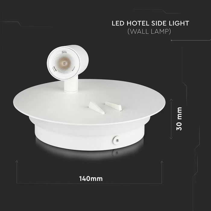 V-tac 9W LED sieninis šviestuvas, baltas, 3000K