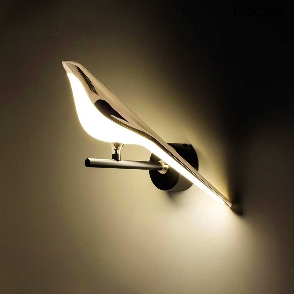 9W LED sieninis šviestuvas BIRD, aukso/juodos sp., 3000K