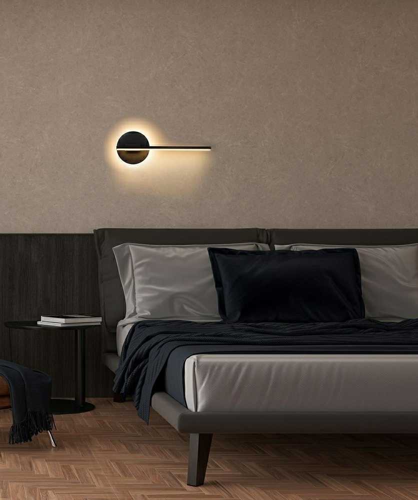 9W LED sieninis šviestuvas HORIZON, juodas, 3000K