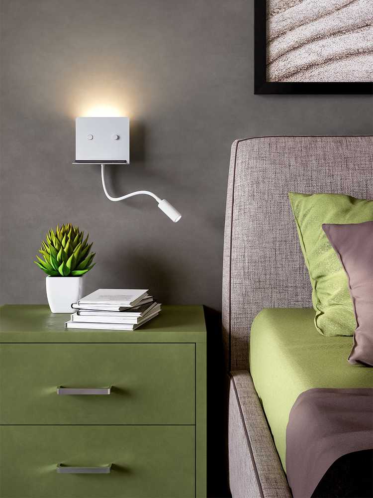 9W LED sieninis šviestuvas MOKA, baltas, 3000K, su USB