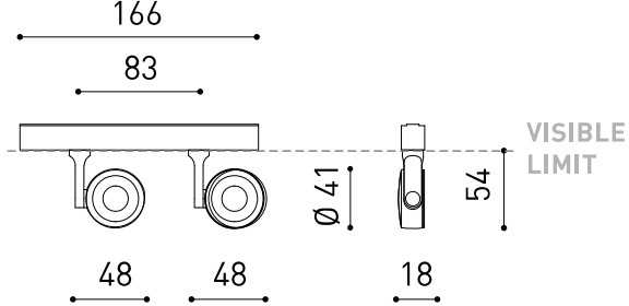 9W šviestuvas į magnetines sistemas SIX XS 48V SHORT DOUBLE, 23°, baltas, 3000K, su maitinimo šaltiniu
