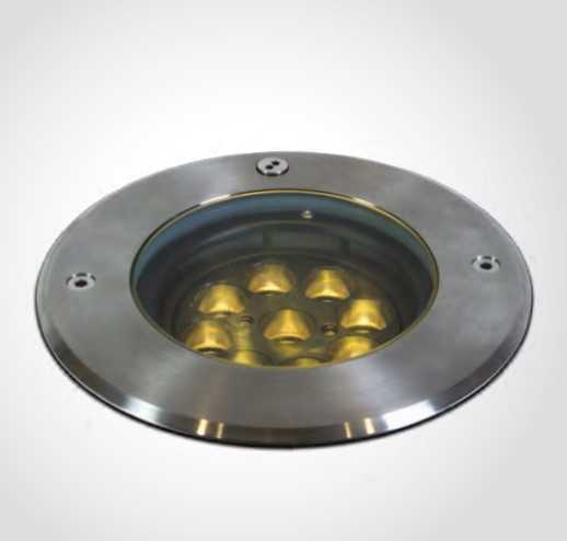9x1,5W LED įleidžiamas į žemę lauko šviestuvas, plieno sp., 3000K, IP67, reguliuojamas šviesos kampas, 69074B/W