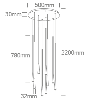 9x5W LED pakabinamas šviestuvas, juodas, 3000K, 63076D/B/W