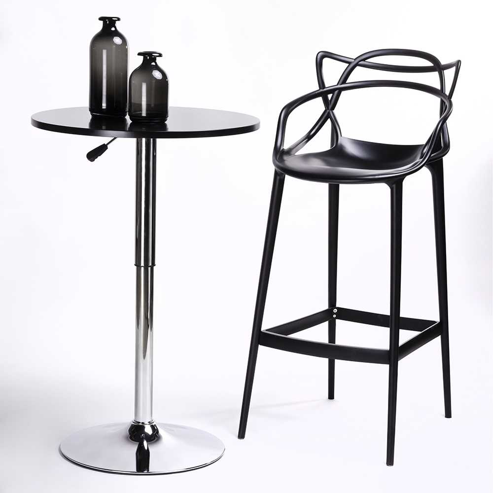 Baro kėdė HILO PREMIUM 75CM, juoda, plastikinė