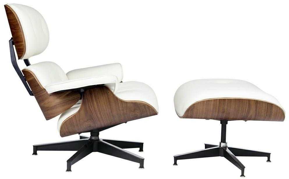 Biuro kėdė - fotelis su atrama kojoms LOUNGE HM PREMIUM SZEROKI, baltas, pagaminta iš natūralios odos
