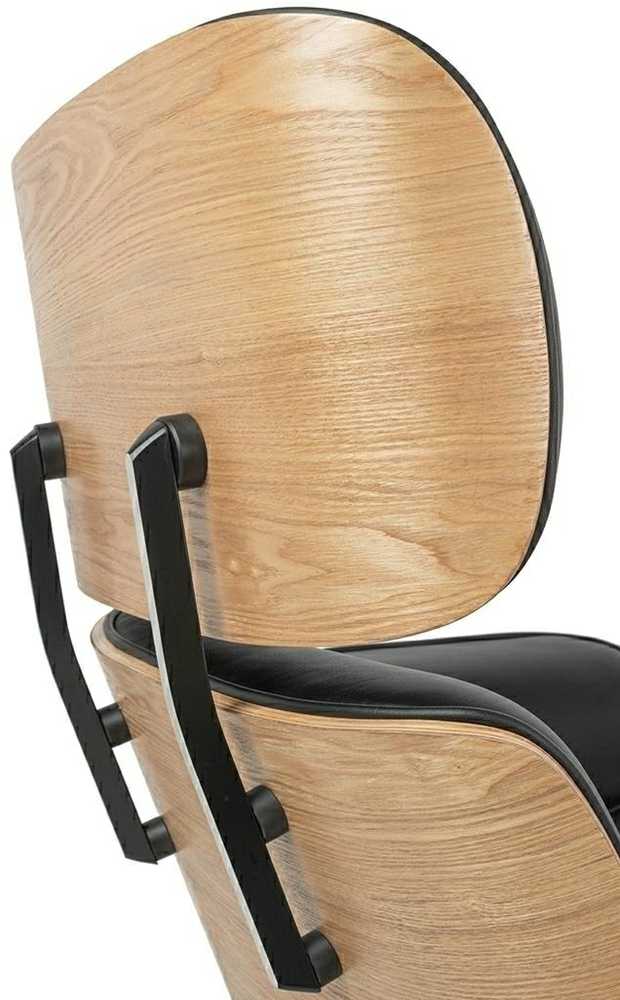 Biuro kėdė - fotelis su atrama kojoms LOUNGE HM, juodas, pagaminta iš natūralios odos