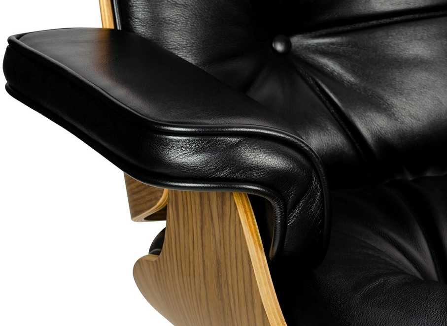 Biuro kėdė - fotelis su atrama kojoms LOUNGE HM SOFT PREMIUM SZEROKI, juodas, pagaminta iš natūralios odos