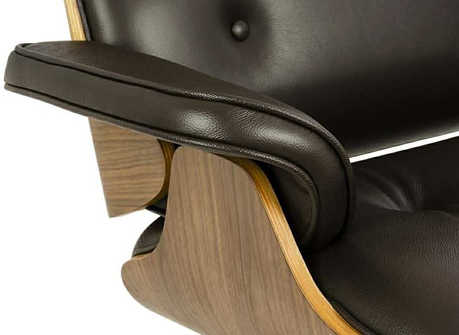 Biuro kėdė - fotelis su atrama kojoms LOUNGE HM PREMIUM SZEROKI, rudas, pagaminta iš natūralios odos