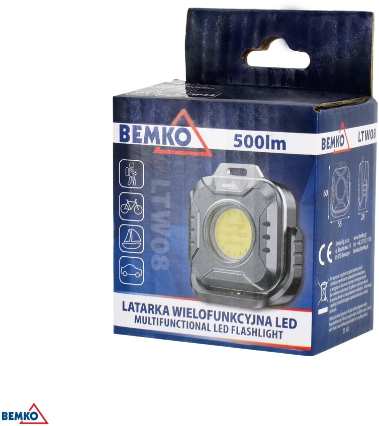 Bemko Daugiafunkcis įkraunamas LED žibintuvėlis, 1200mAh, IP44