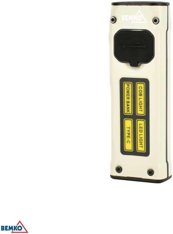 Bemko Daugiafunkcis įkraunamas LED žibintuvėlis, 1000mAh, IP44