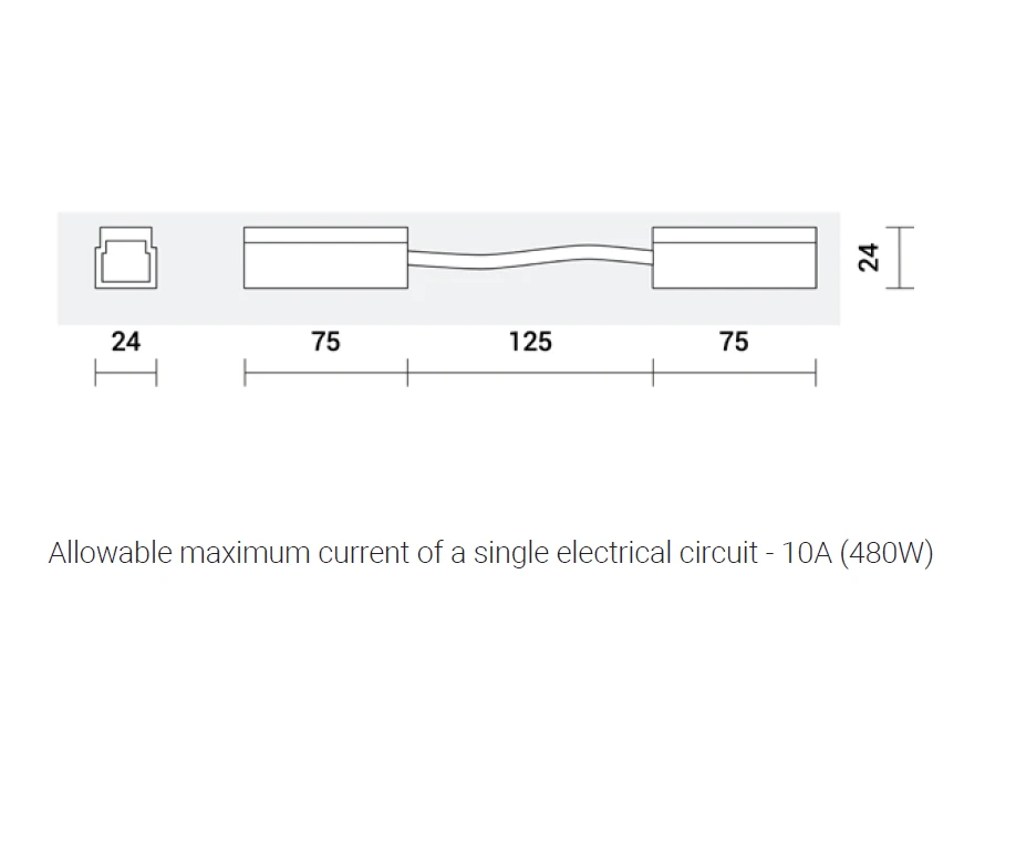 Dvigubas elektrinis sujungimas INSIGHT magnetinių sistemų kampinėms jungtims, su 12,5cm ilgio laidu, baltas
