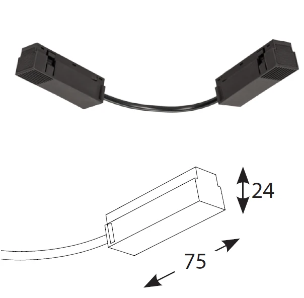 Dvigubas elektrinis sujungimas INSIGHT magnetinių sistemų kampinėms jungtims, su 12,5cm ilgio laidu
