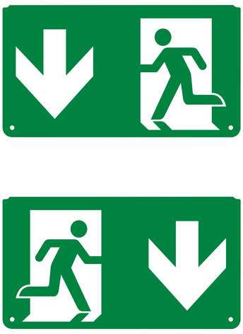 Evakuacinio šviestuvo EM EXIT piktograma - išėjimas žemyn