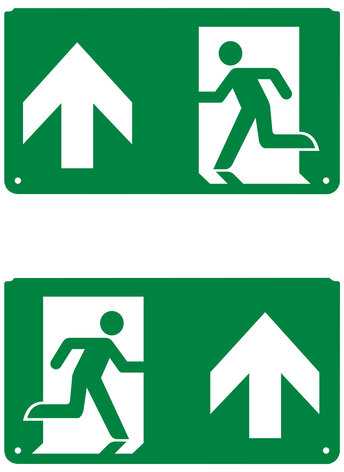 Evakuacinio šviestuvo EM EXIT piktograma - išėjimas tiesiai / į viršų