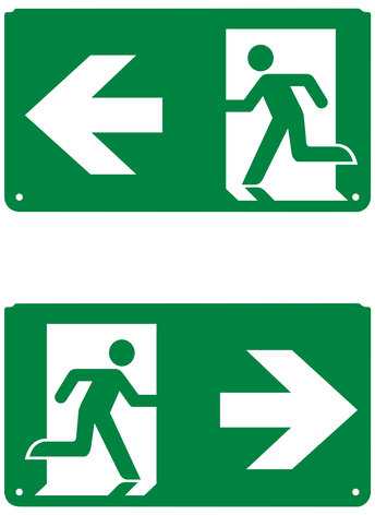 Evakuacinio šviestuvo EM EXIT piktograma - išėjimas į kairę arba dešinę
