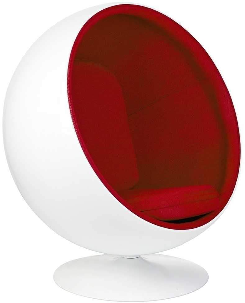 Fotelis BALL, baltos/raudonos sp.