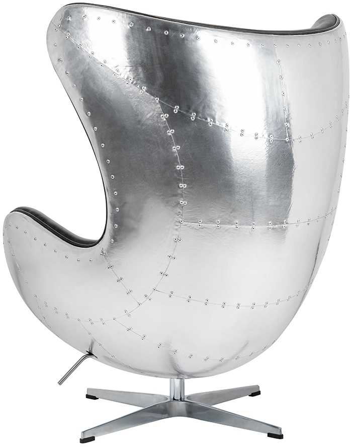 Fotelis EGG AVIATOR PU, juodas, pagaminta iš eko odos