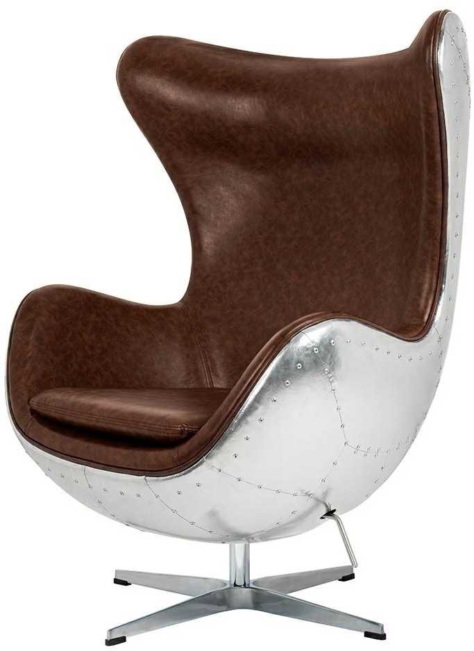 Fotelis EGG AVIATOR PU, rudas, pagaminta iš eko odos