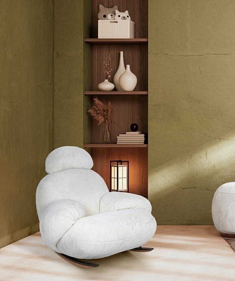 Fotelis PLUSH FUR, baltas