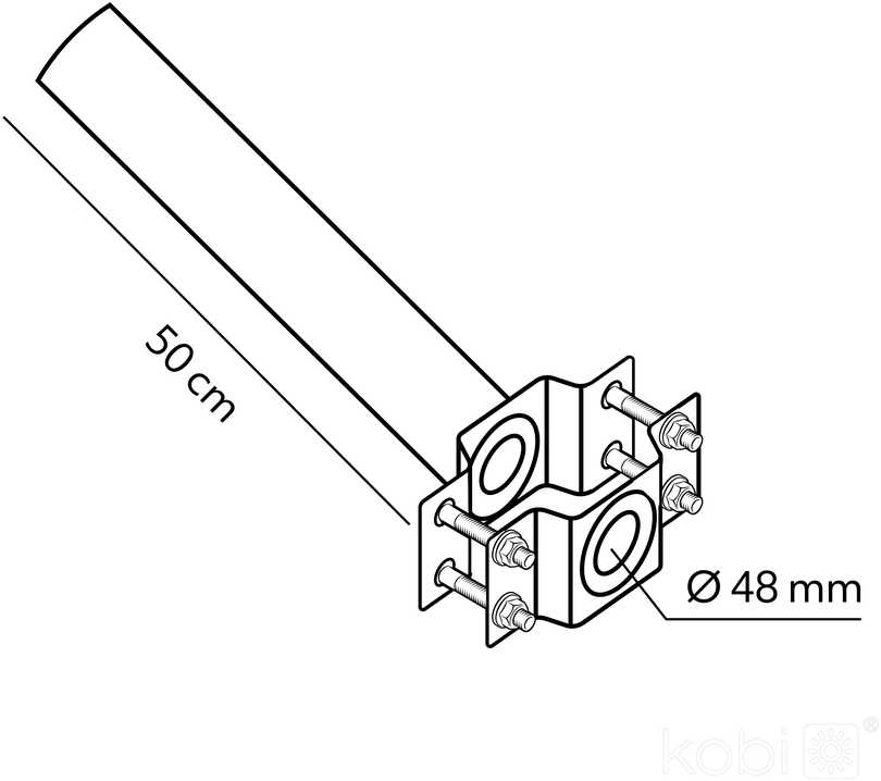 Gatvės šviestuvo sieninis laikiklis BASE SE 48mm, juodas