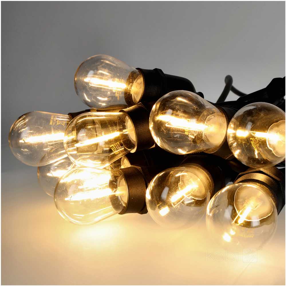 Girlianda BAJA, juodos sp., su 10x1W 2700K E27 LED lemputėmis, 10m, IP44
