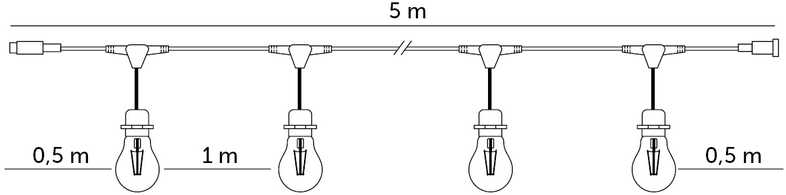 Girlianda CRETE, 5xE27, 5m, IP44