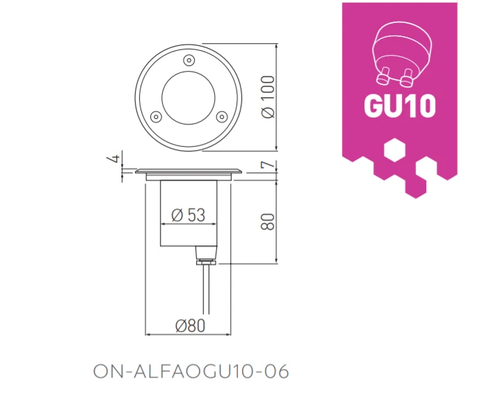 GTV Įleidžiamas į grindinį nerūdijančio plieno šviestuvas ALFA MINI, GU10, IP67, IK10