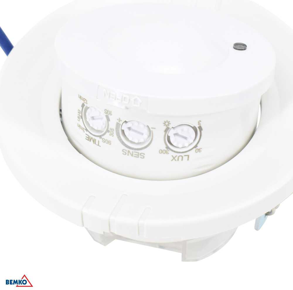 Bemko Įleidžiamas judesio daviklis, baltas, IP20, max 1200W, 360°, max 8m