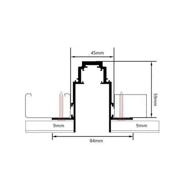 Užglaistomas magnetinės sistemos bėgelis OPTONICA, juodas, 1.5m, R35