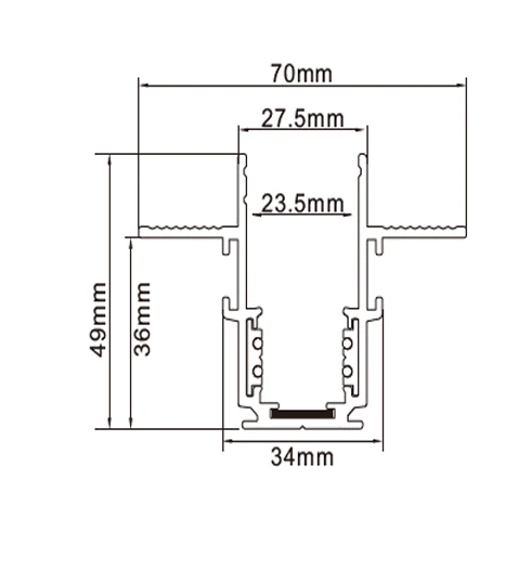 Įleidžiamas magnetinis bėgelis LUXSONN, juodas, 3m