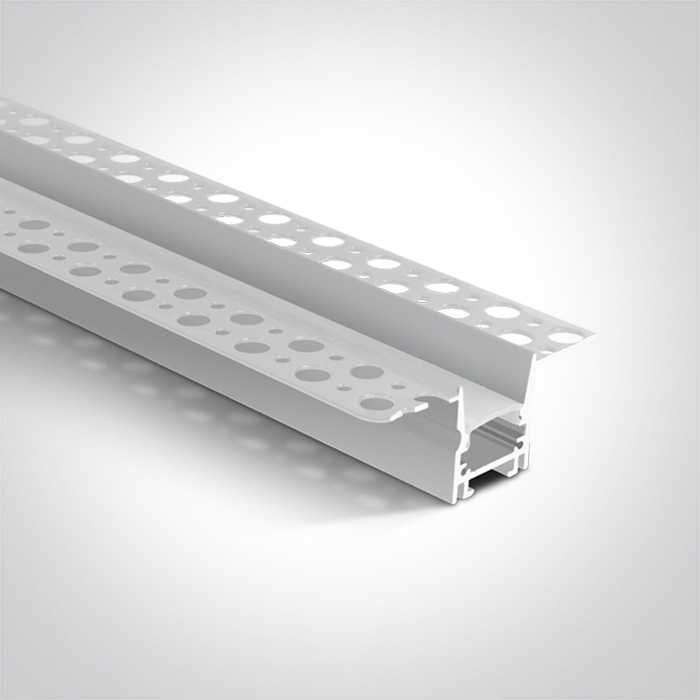 Įleidžiamas profilis, baltas, 2m, komplektuojamas su baltu difuzorium ir užbaigimais, 12mm LED juostai, 7903TR/W