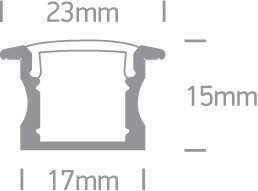 Įleidžiamas profilis su baltu difuzoriumi, 2m, 7904R/AL. Komplektuojama su 2 poromis užbaigimų. Tinkama LED juostoms 12 mm.