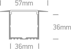 Įleidžiamas profilis su baltu difuzoriumi, 2m, 7910R/AL. Komplektuojama su 2 poromis užbaigimų. Tinkama LED juostoms 25 mm.