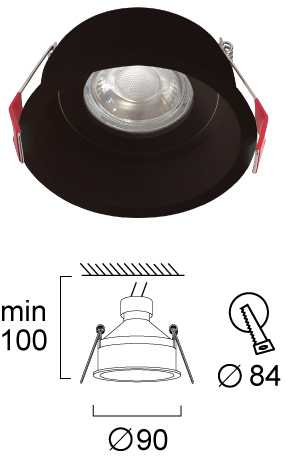Įleidžiamas šviestuvas DALAS, GU10, juodas, 90mm, 4335601