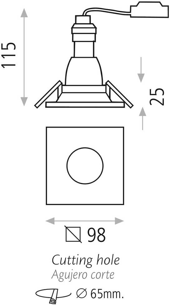 Įleidžiamas šviestuvas DORO, GU10, juodas, E37890N