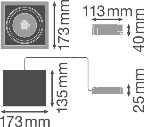 Ledvance Įleidžiamas šviestuvas MULTI 1x30W 3000K FL WT/BK