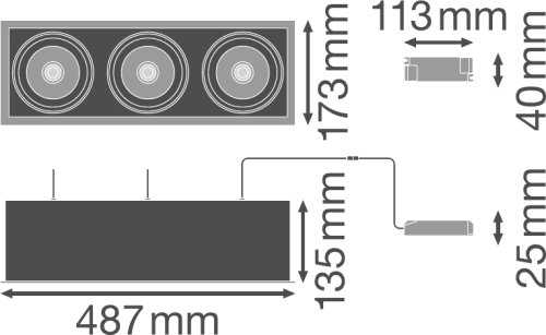 Ledvance Įleidžiamas šviestuvas MULTI 3x30W 4000K FL WT/BK