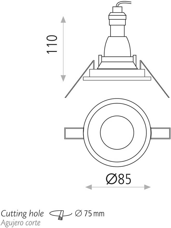 Įleidžiamas šviestuvas NORK, GU10, baltas, P36771B